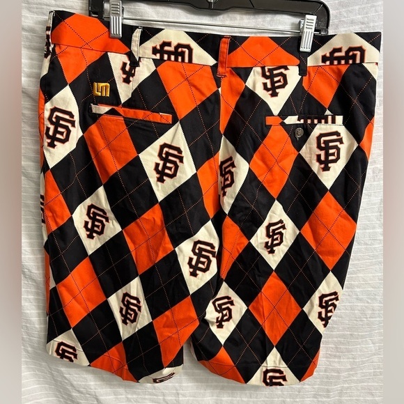 LOUDMOUTH Golf Shorts San Francisco Giants MLB Mens Orange Diamond Baseball 38 - Picture 8 of 8